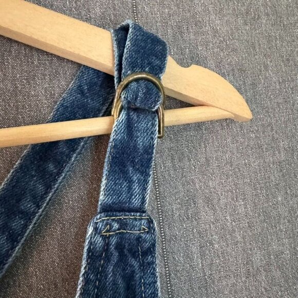 80s Vintage Lee Med Blue Denim Button Front Tapper Leg Overall Jumpsuit Size 10 - Picture 6 of 12